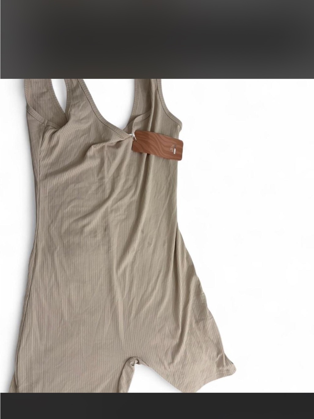Ribbed Tank Romper in Light Taupe